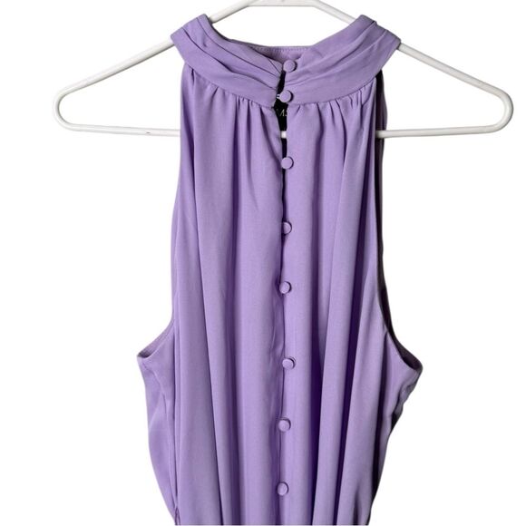 NWT MSK lilac colored sleeveless ruffle dress button front size large - Picture 3 of 8